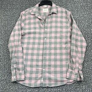 Bixby Nomad Button Up Shirt Men Medium Pink Gray Flannel Buffalo Plaid Cotton